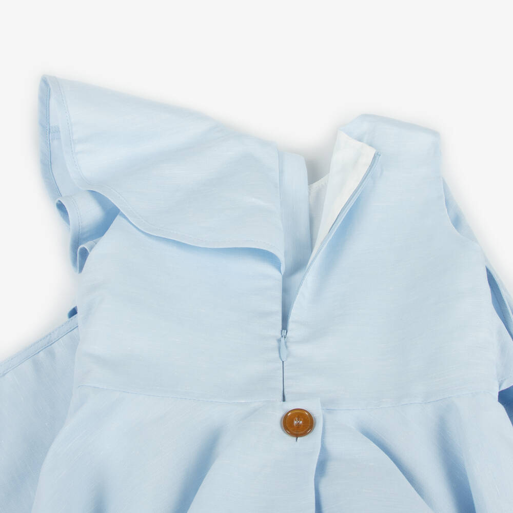 Jessie and James London-Girls Sky-Hued Cotton Ruffle Dress | Childrensalon Outlet