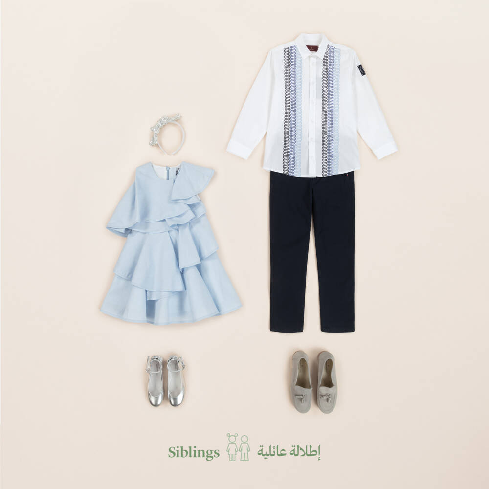 Jessie and James London-Girls Sky-Hued Cotton Ruffle Dress | Childrensalon Outlet