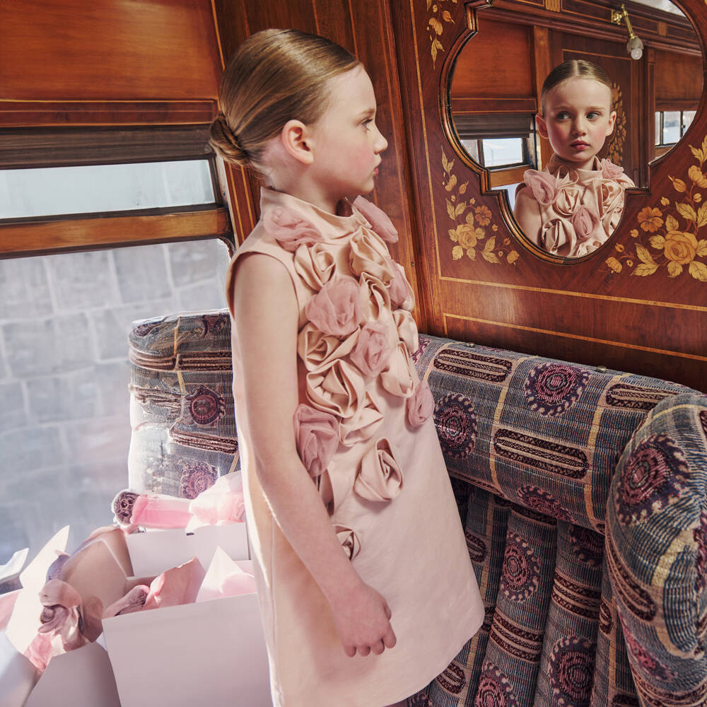 Jessie and James London-Girls Soft Pink Floral Frock | Childrensalon Outlet