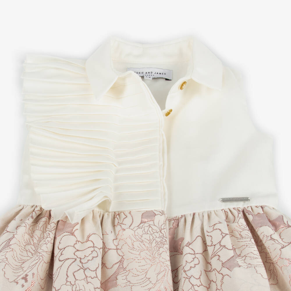 Jessie and James London-فستان عاجي وردي براق للبنات | Childrensalon Outlet