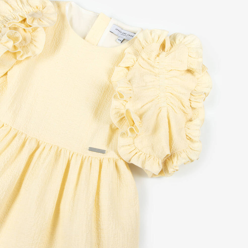 Jessie and James London-Girls Sunshine Frilled Seersucker Dress | Childrensalon Outlet