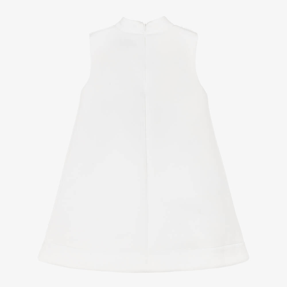 Jessie and James London-Girls White A-Line Dress with Diamanté Flowers | Childrensalon Outlet