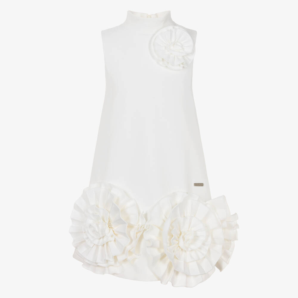 Jessie and James London-فستان قطني أبيض مزين بالورود للبنات | Childrensalon Outlet