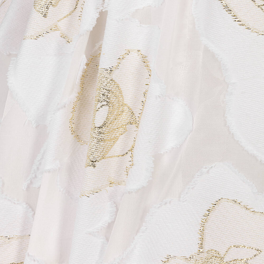 Jessie and James London-Girls White & Gold Rose Ruffle Dress | Childrensalon Outlet