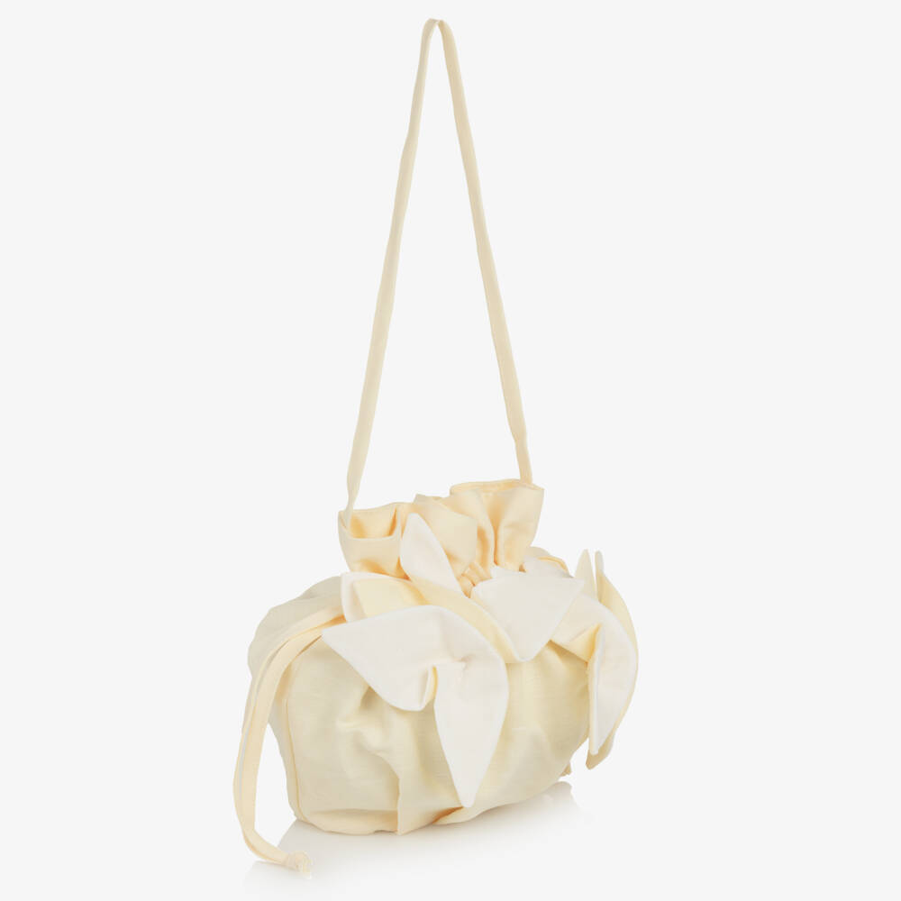 Jessie and James London-Girls Yellow Cotton & Hemp Bag with Floral Appliqués | Childrensalon Outlet