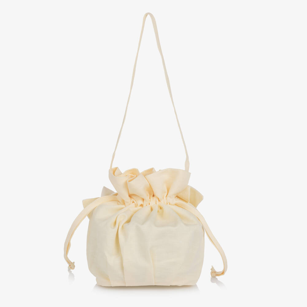 Jessie and James London-Girls Yellow Cotton & Hemp Bag with Floral Appliqués | Childrensalon Outlet