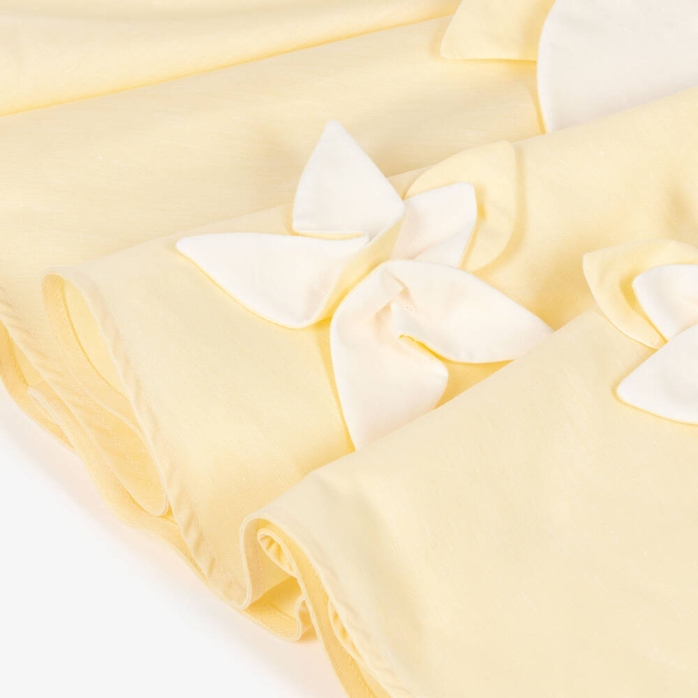 Jessie and James London-Girls Yellow Cotton & Hemp Floral Appliqué Dress | Childrensalon Outlet