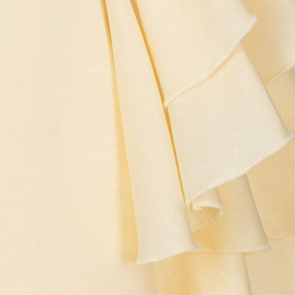 Jessie and James London-فستان مزيج قطن لون أصفر مزين بكشكش | Childrensalon Outlet