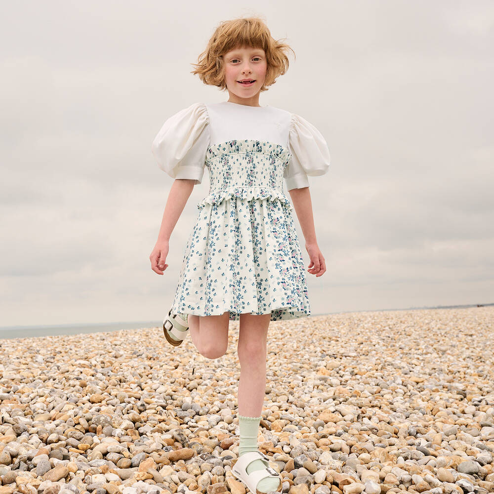 Jessie and James London-Кремовое платье в цветочек | Childrensalon Outlet