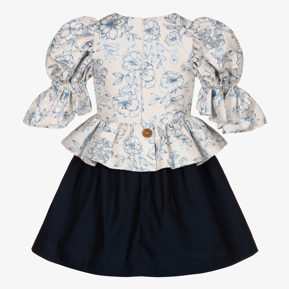 Jessie and James London-Кремово-синее платье с цветами | Childrensalon Outlet