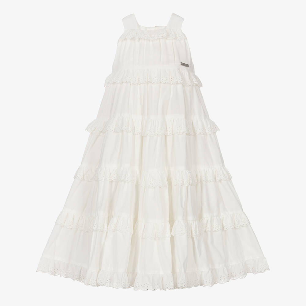 Jessie and James London - Ivory Cotton Broderie Anglaise Dress | Childrensalon