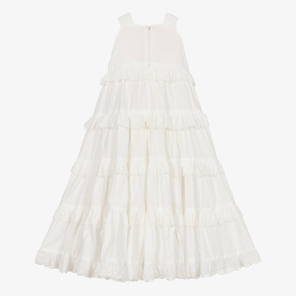 Jessie and James London-Ivory Cotton Broderie Anglaise Dress | Childrensalon Outlet
