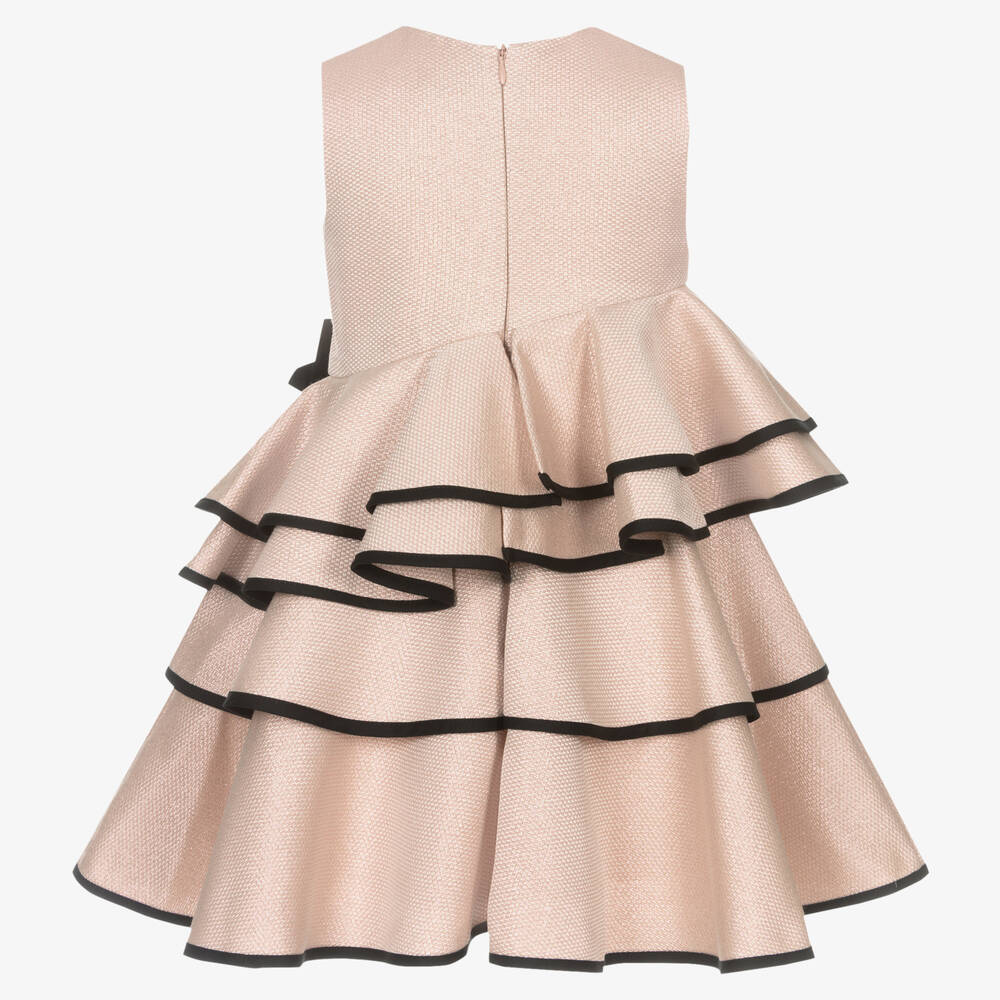 Jessie and James London-Metallic Pink Jacquard Dress | Childrensalon Outlet