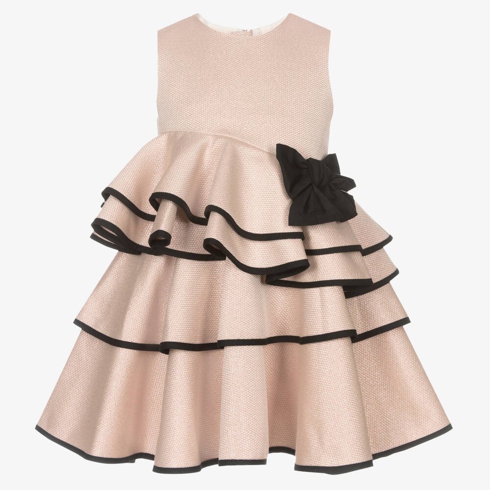 Jessie and James London - Metallic Pink Jacquard Dress | Childrensalon