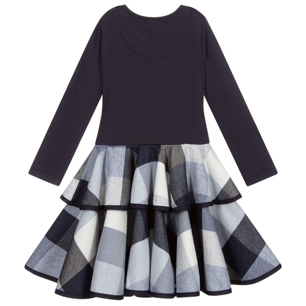 Jessie and James London-Navy Blue Checked Dress | Childrensalon Outlet