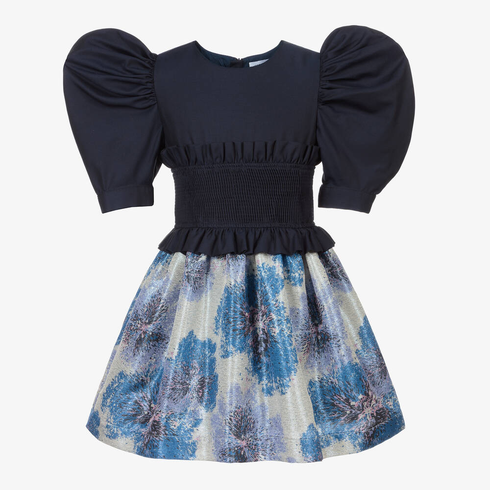 Jessie and James London - Navyblaues Kleid mit Blumen | Childrensalon