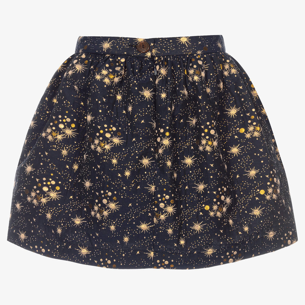 Jessie and James London-Navy Blue & Gold Cosmic Skirt | Childrensalon Outlet