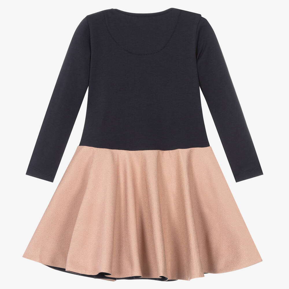 Jessie and James London-Navy Blue & Pink Jacquard Dress | Childrensalon Outlet