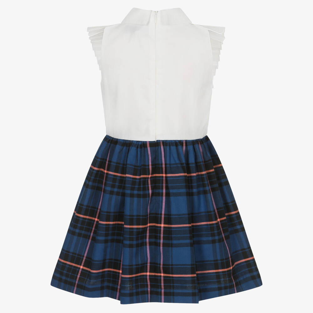 Jessie and James London-Бело-синее платье в шотландскую клетку | Childrensalon Outlet
