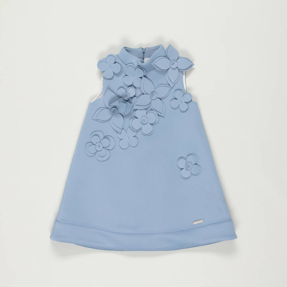 Jessie and James London-Preloved Girls Blue Flower A-Line Dress (4 years) | Childrensalon Outlet
