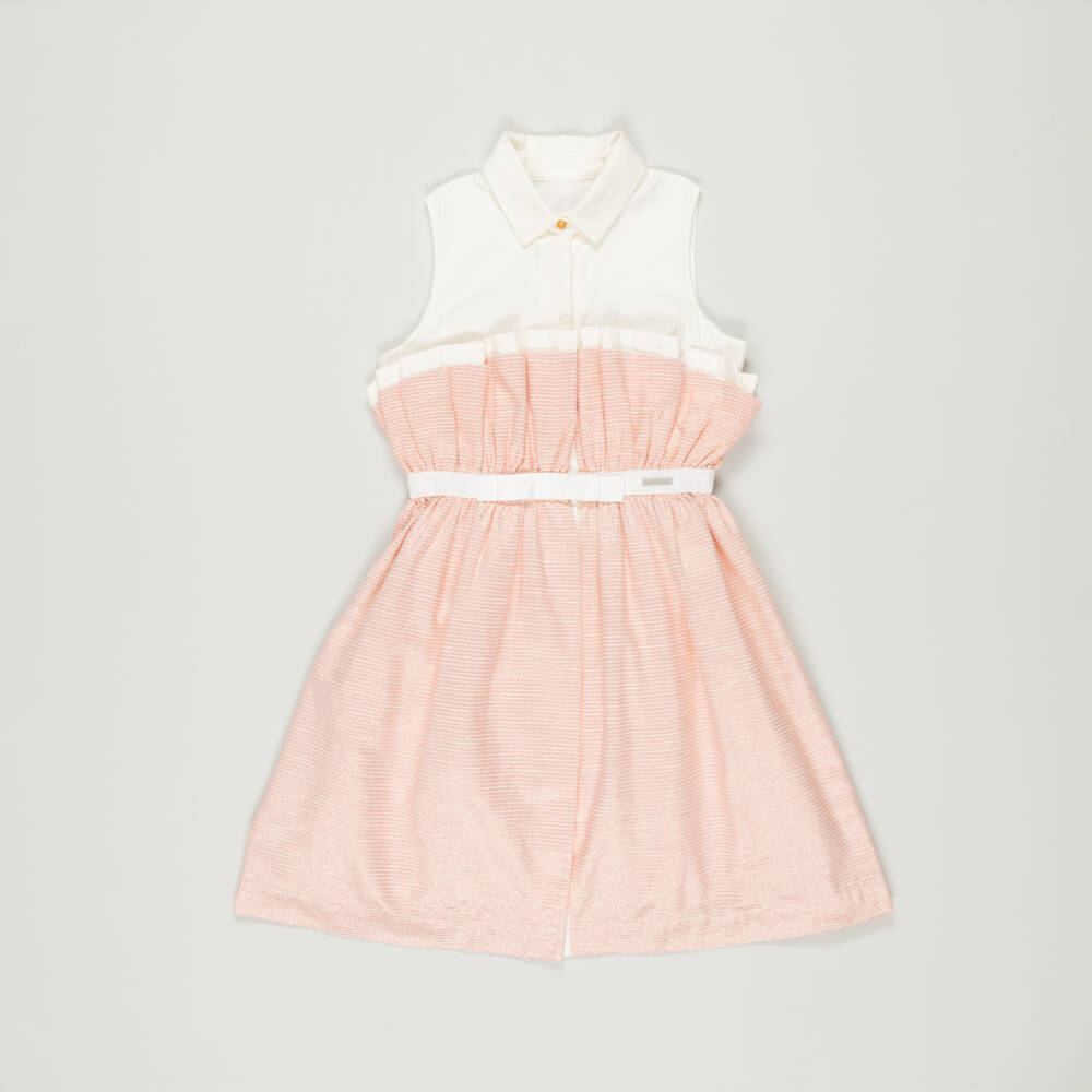 Jessie and James London-Preloved Girls Pink Striped Cotton Dress (12 years) | Childrensalon Outlet