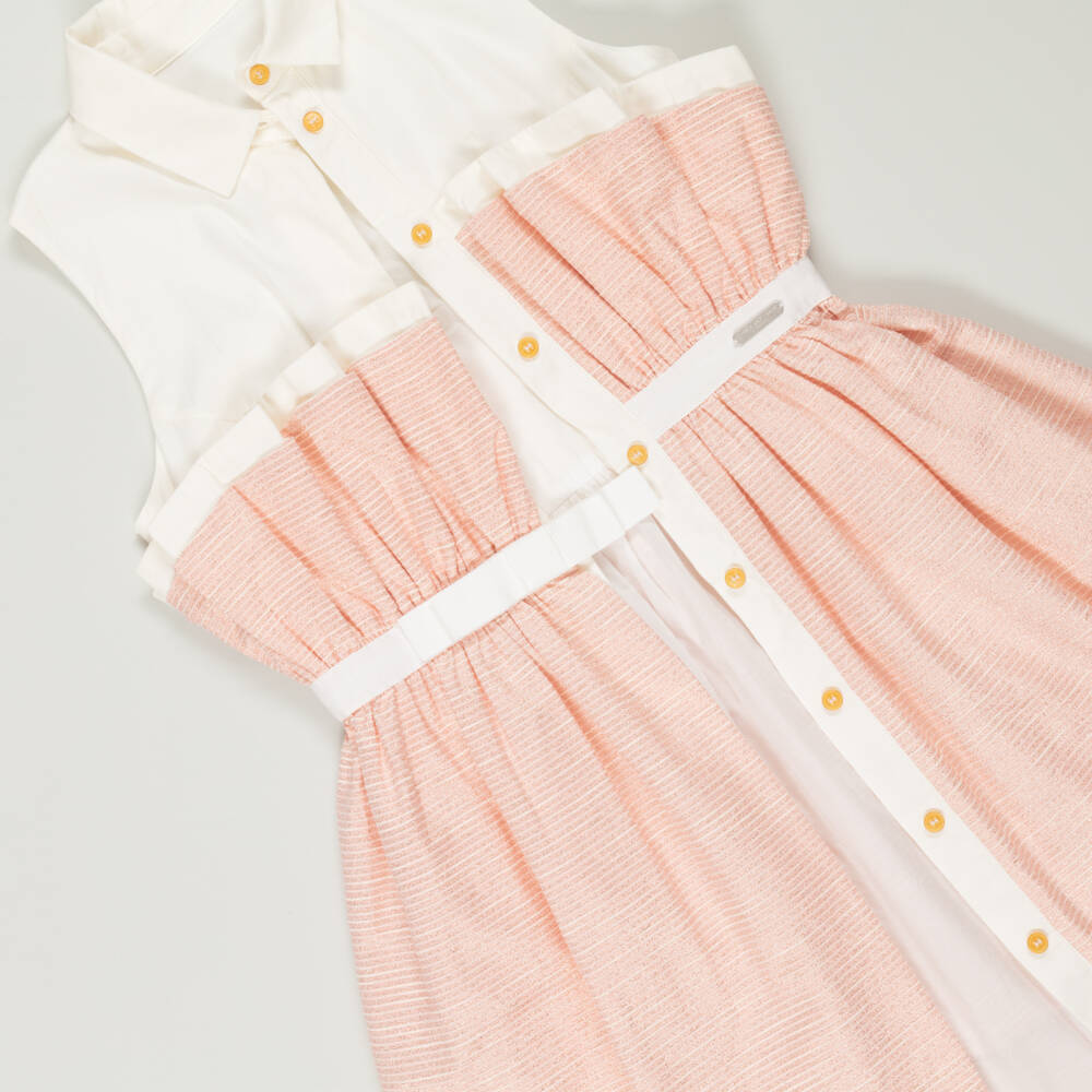 Jessie and James London-Preloved Girls Pink Striped Cotton Dress (12 years) | Childrensalon Outlet
