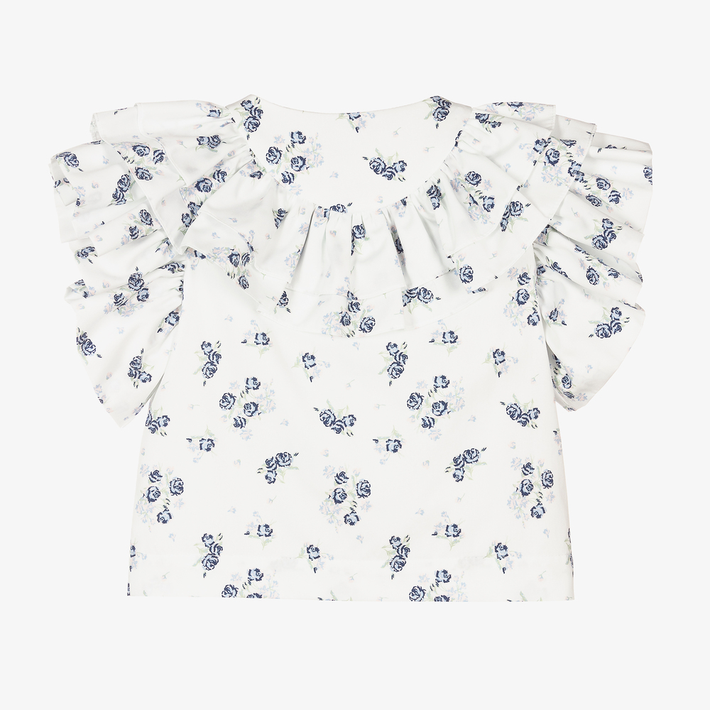Jessie and James London-White & Blue Floral Blouse | Childrensalon Outlet