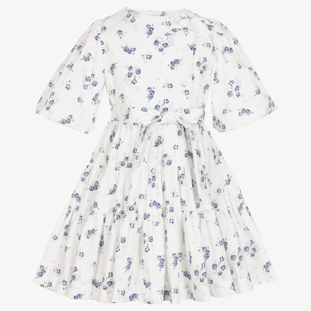 Jessie and James London - White & Blue Floral Dress | Childrensalon