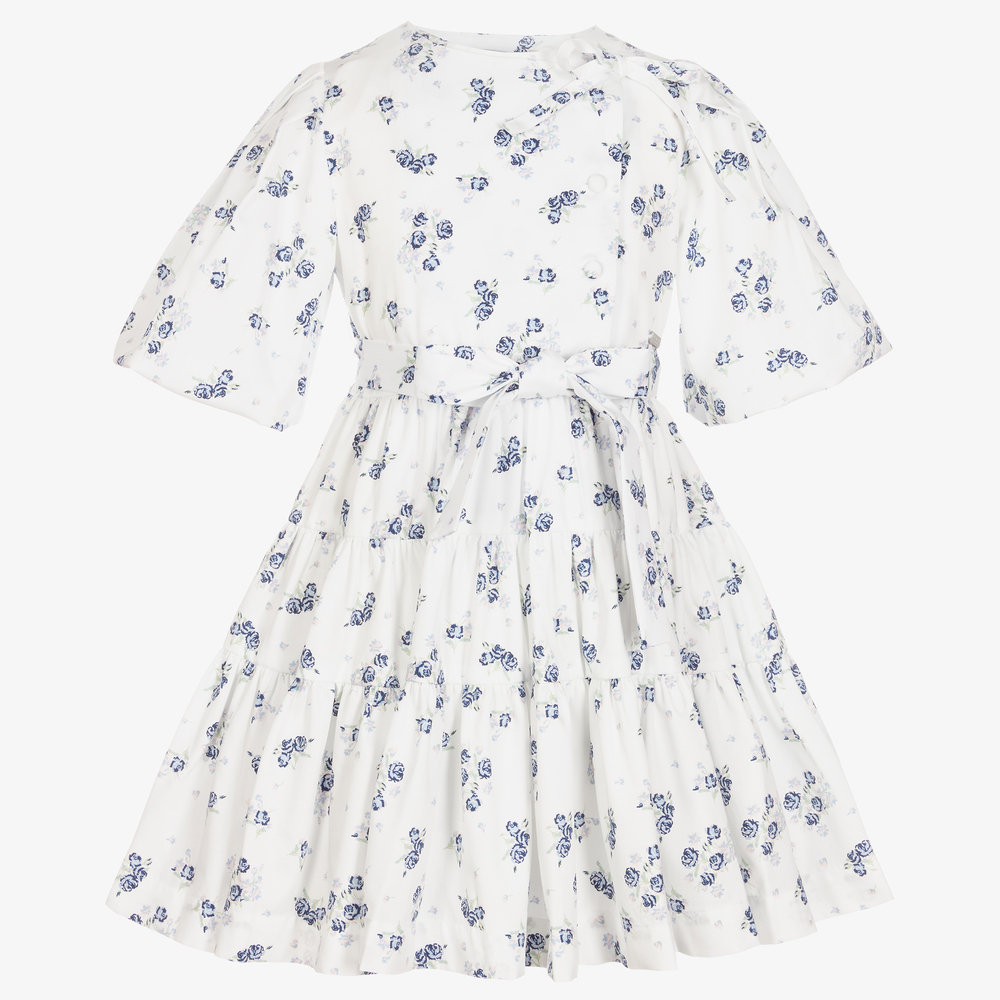 Jessie and James London - Robe blanche et bleue à fleurs | Childrensalon