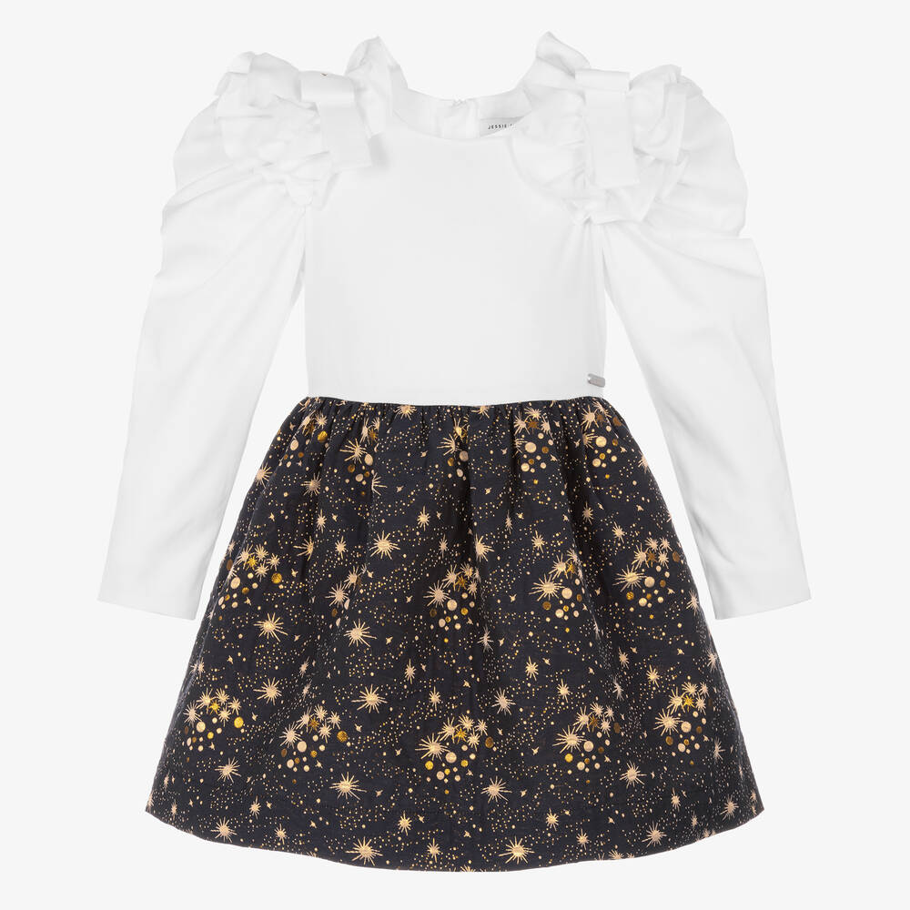 Jessie and James London - White & Blue Stars Dress | Childrensalon