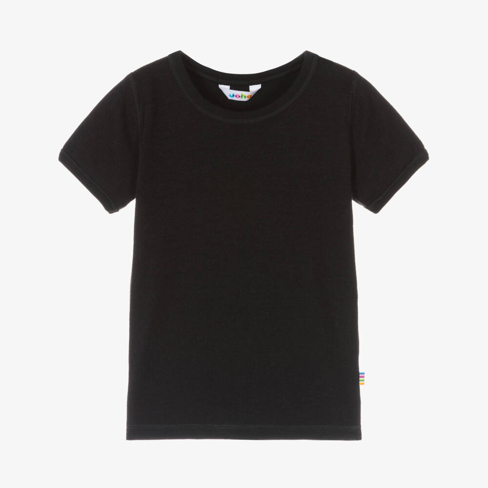 Joha-Black Wool Blend Thermal Tee | Childrensalon Outlet