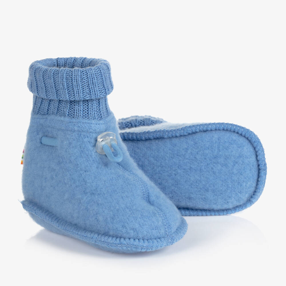 Joha-Blue Merino Wool Baby Booties | Childrensalon Outlet