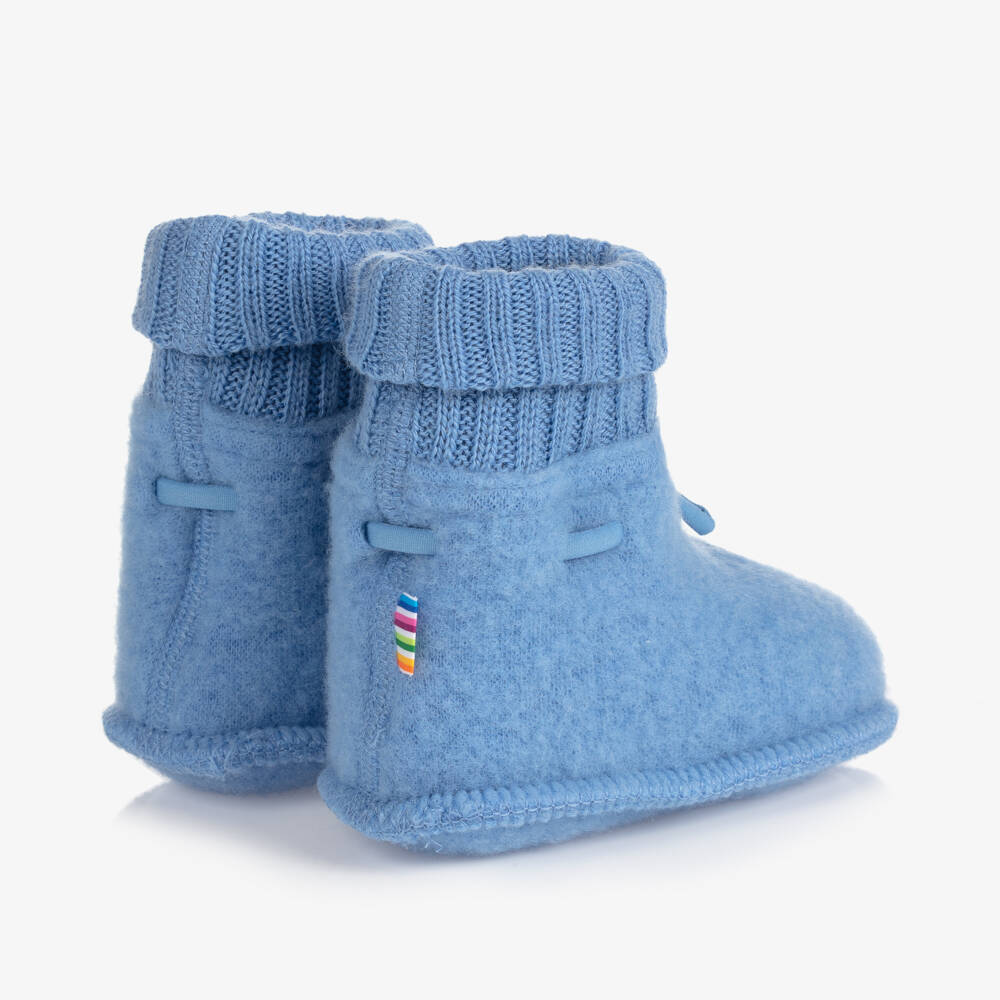 Joha-Blue Merino Wool Baby Booties | Childrensalon Outlet