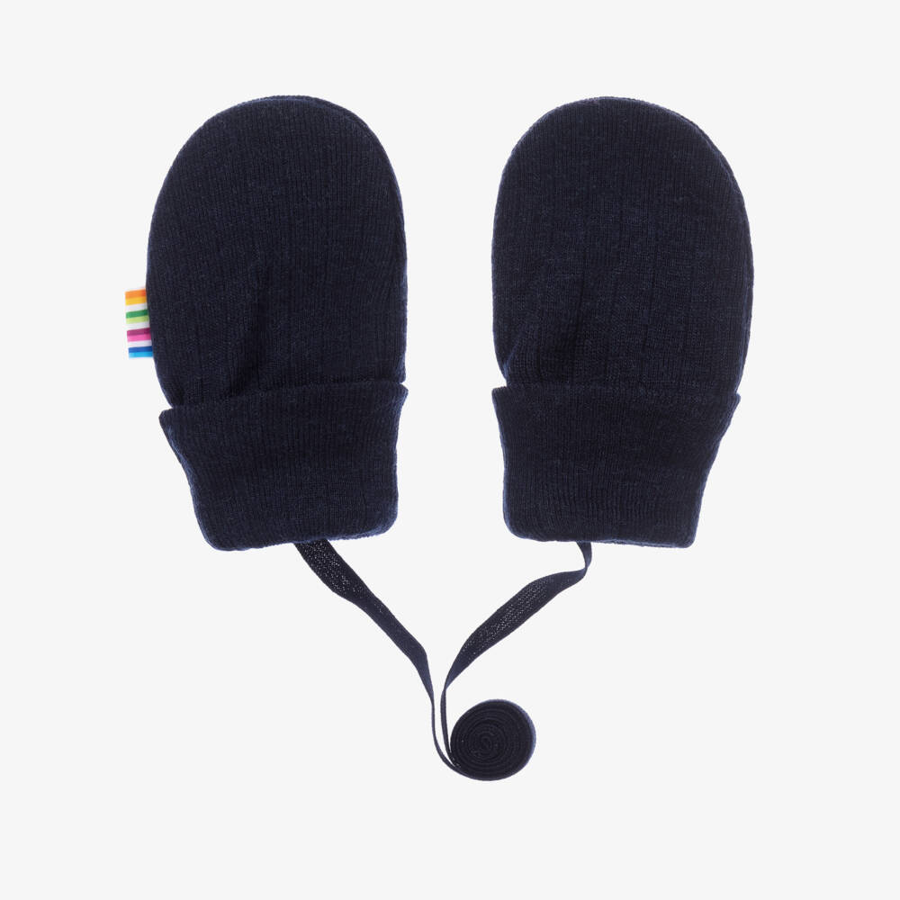 Joha-Blue Merino Wool Baby Mittens | Childrensalon Outlet
