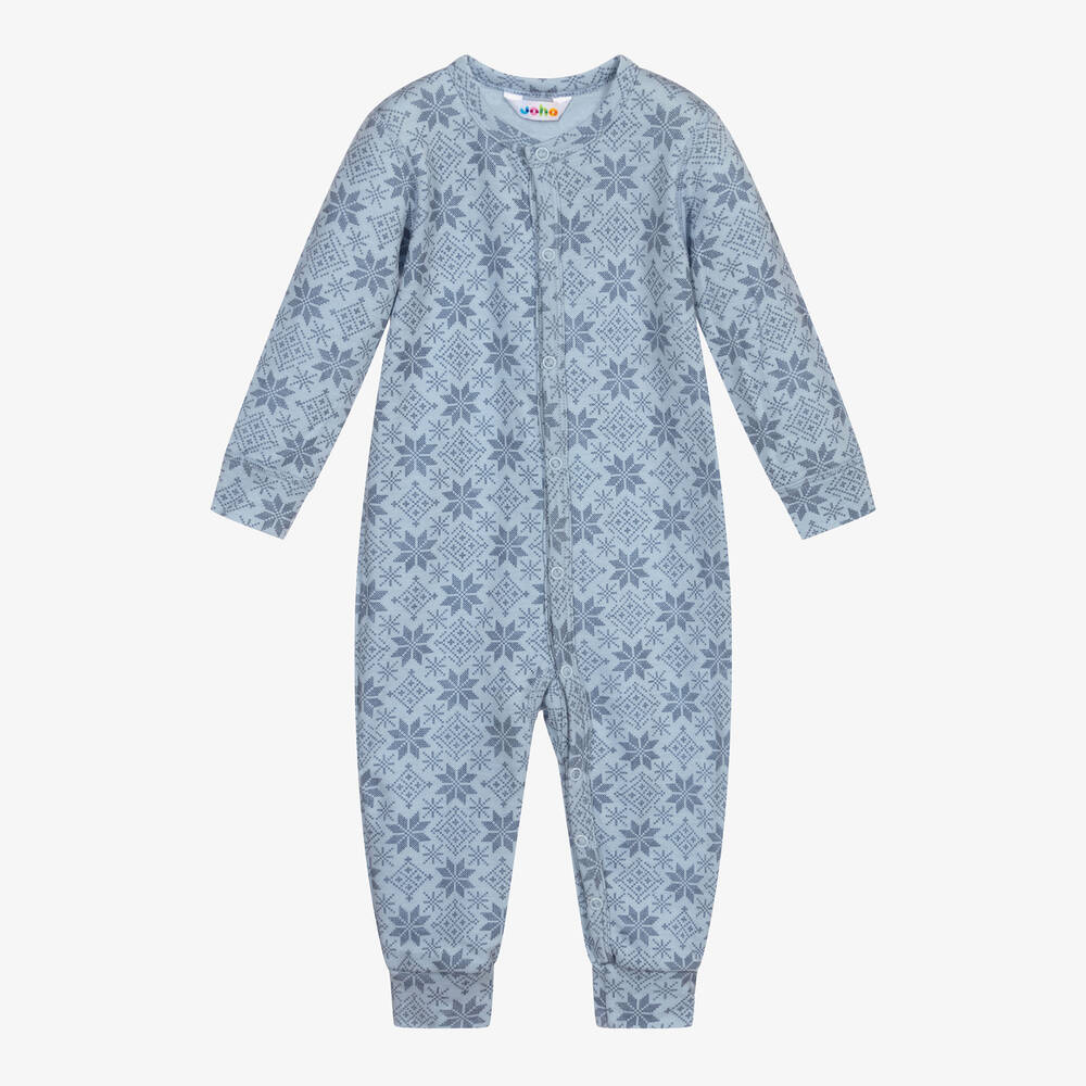 Joha - Blue Merino Wool Romper Suit | Childrensalon