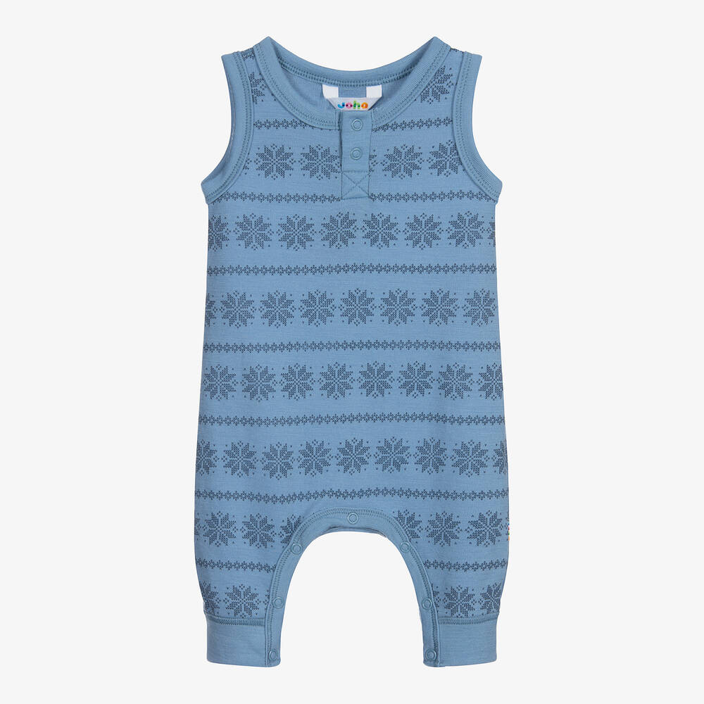 Joha - Blue Merino Wool Romper Suit | Childrensalon
