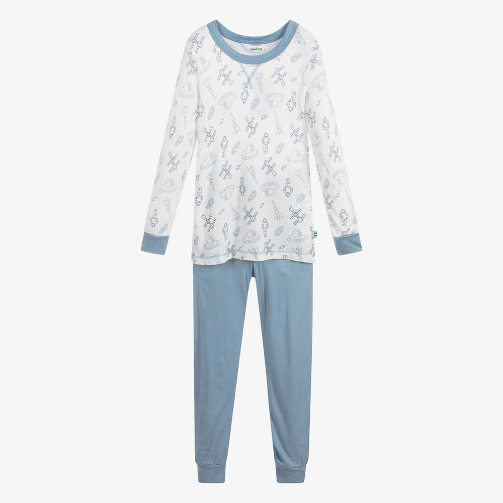 Joha - Blue & White Viscose Pyjamas | Childrensalon