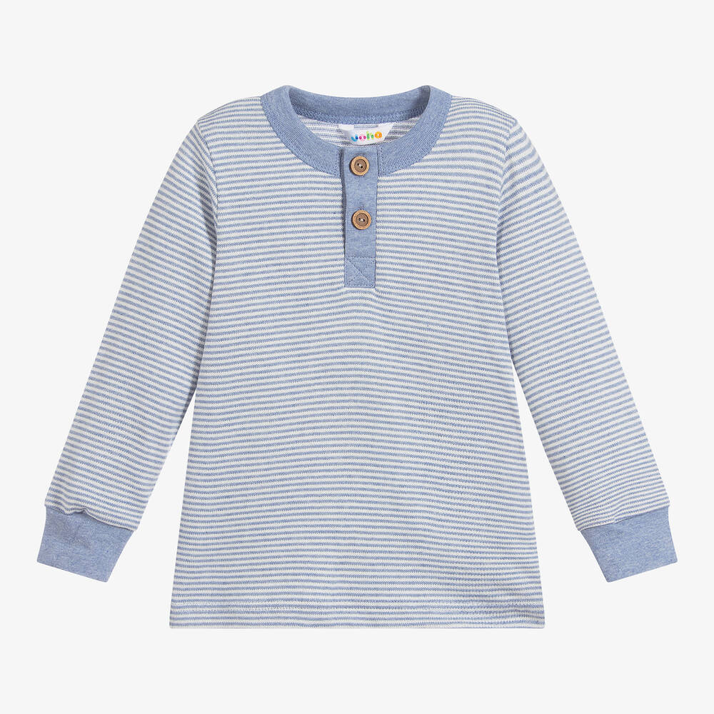 Joha - Boys Blue Organic Cotton Top | Childrensalon