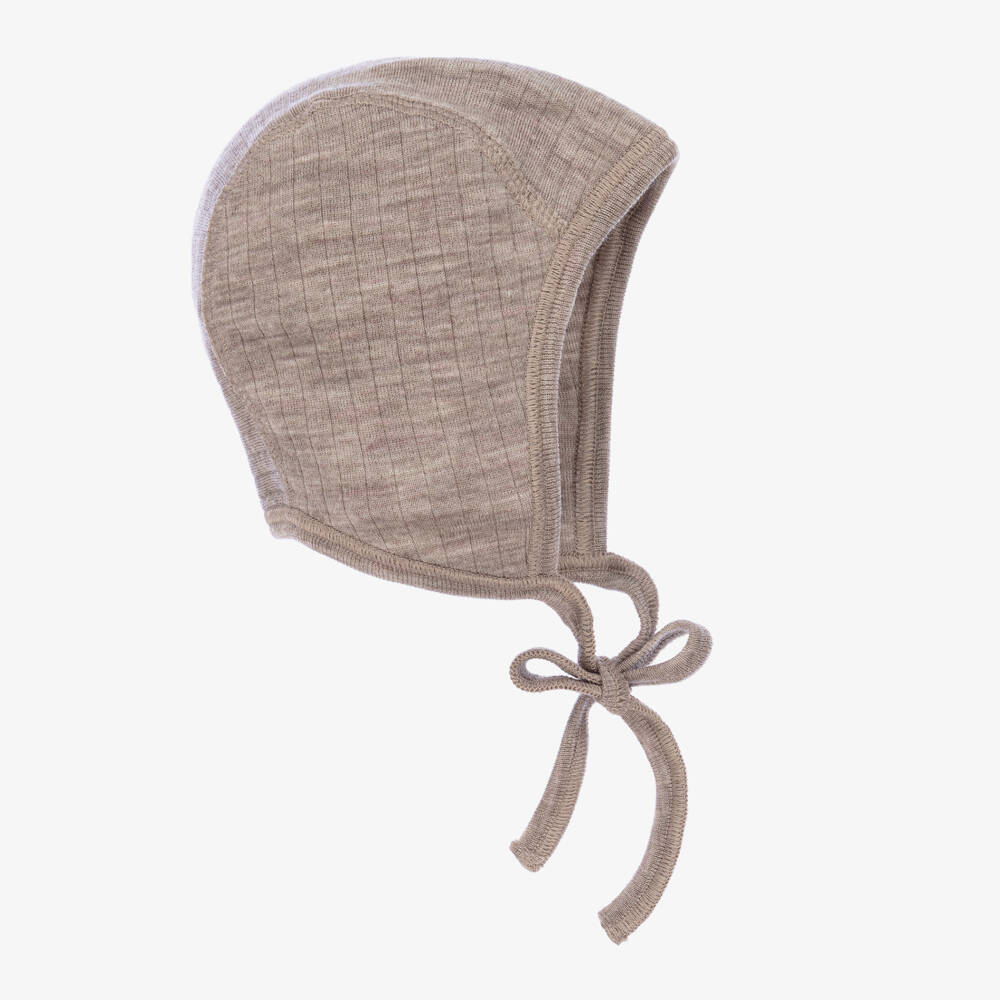 Joha-Dark Beige Merino Wool Bonnet | Childrensalon Outlet