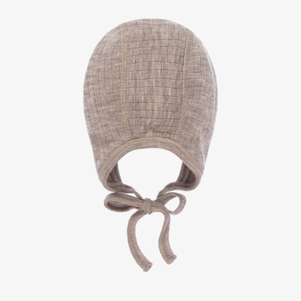 Joha-Dark Beige Merino Wool Bonnet | Childrensalon Outlet