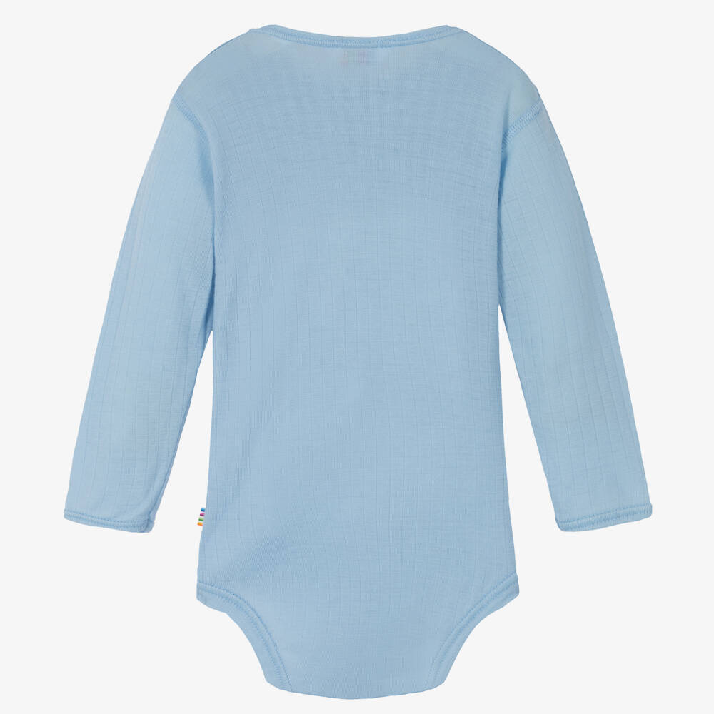 Joha-Light Blue Merino Wool Bodysuit | Childrensalon Outlet