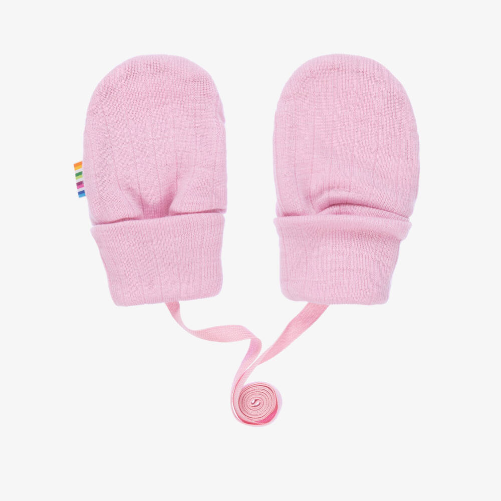 Joha-Pink Merino Wool Baby Mittens | Childrensalon Outlet