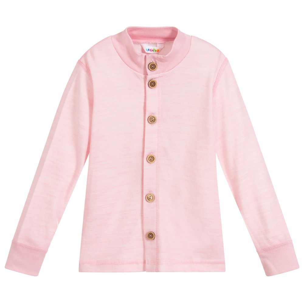 pink merino wool cardigan