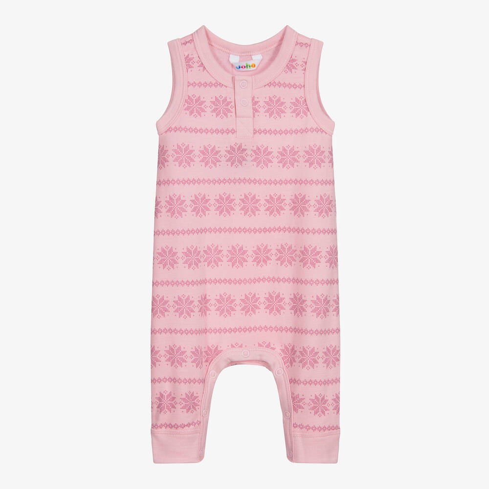 Joha - Pink Merino Wool Romper Suit | Childrensalon