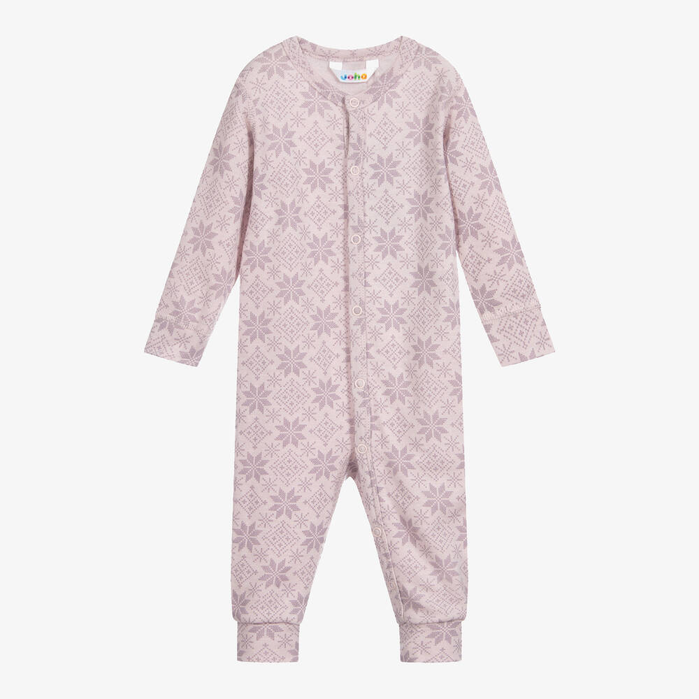 Joha - Pink Merino Wool Romper Suit | Childrensalon