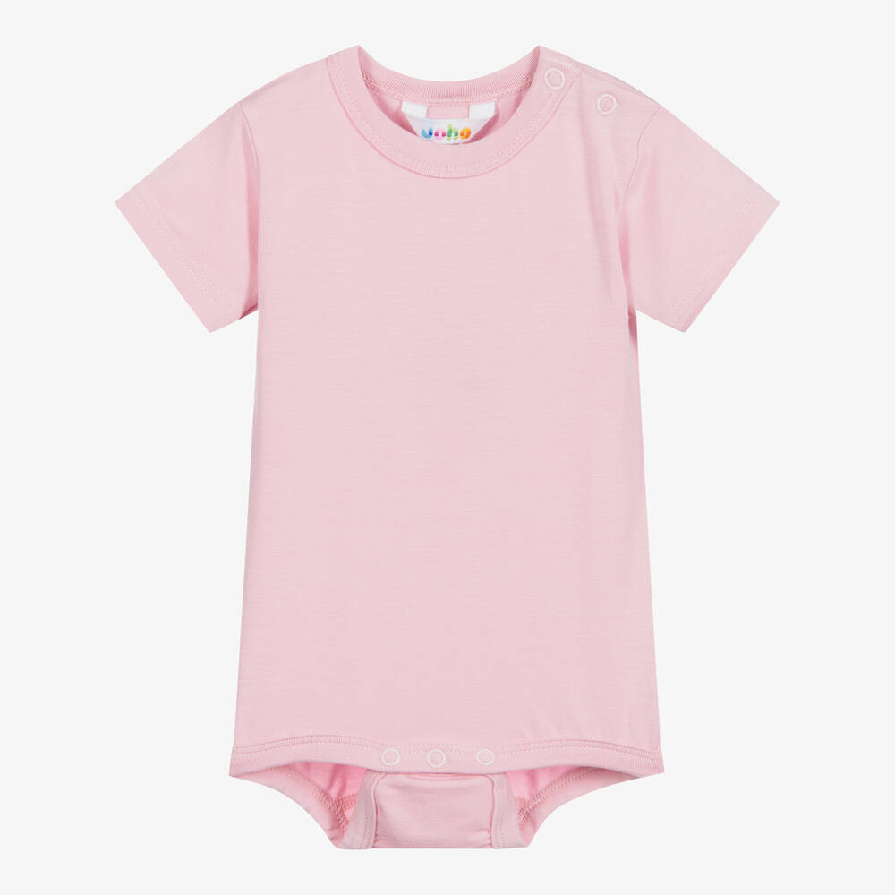 Joha - Body à manches courtes rose en viscose bio | Childrensalon