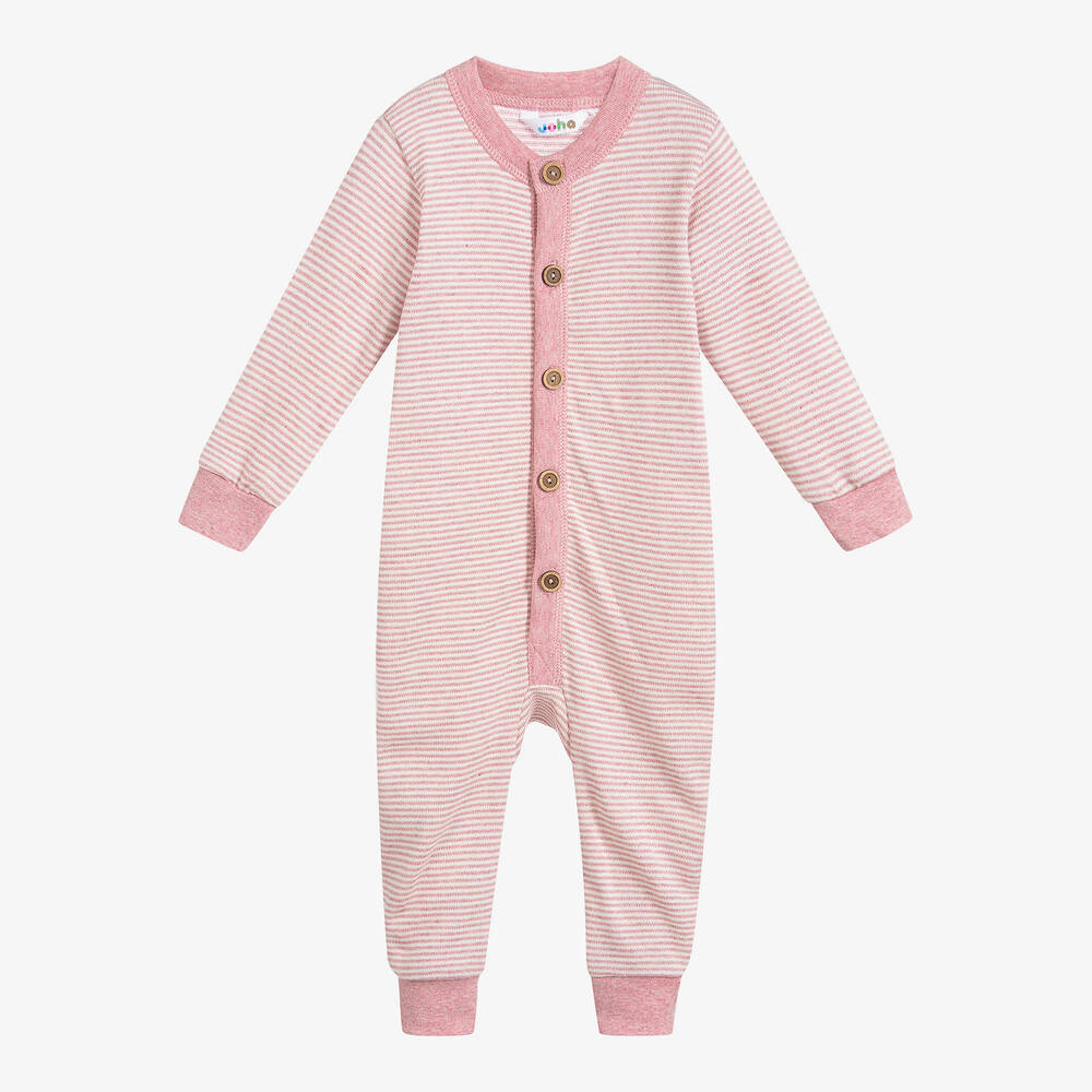 Joha - Pink Organic Cotton Babysuit | Childrensalon
