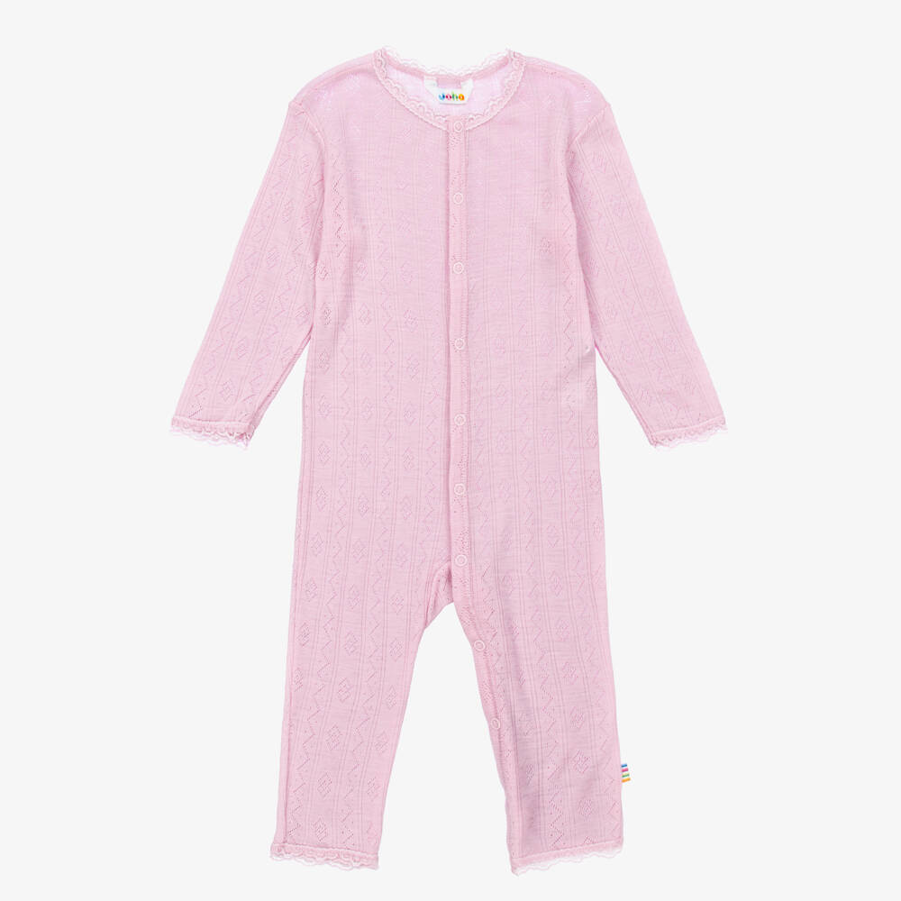 Joha-Pink Wool & Silk Thermal Romper | Childrensalon Outlet