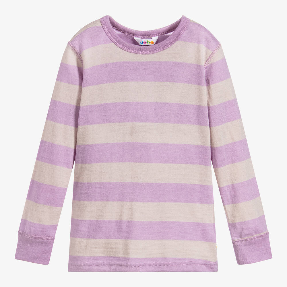 Joha - Purple & Grey Thermal Wool Top | Childrensalon