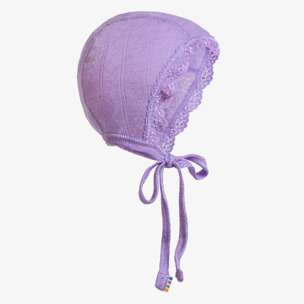 Joha - Фиолетовый капор из шерсти и шелка | Childrensalon